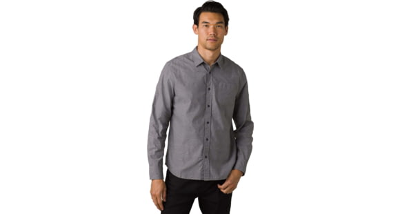 prAna Lewisville Shirt, Dark Iron Scratch, Large, 1964251-020-ST-L