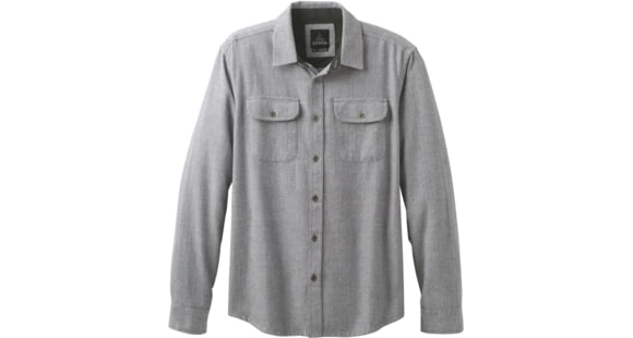 prAna Lybek Long SLeeve Flannel Shirt - Men's, Gravel, X-Large, M23170384-GRA-XL