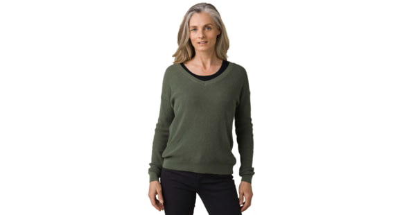 prAna Milani Vneck Sweater, Kale, Large, W23202218-KALE-L