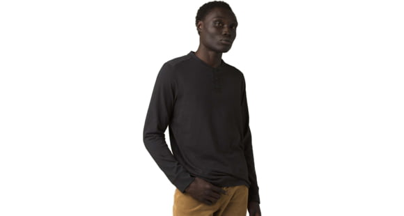 prAna Ronnie Henley Shirt, Black, Large, M23190583-BLK-L
