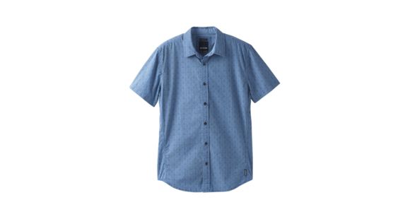 prAna Ulu Shirt - Men's, Steel Blue Geo, Large, M11191480 -434-L