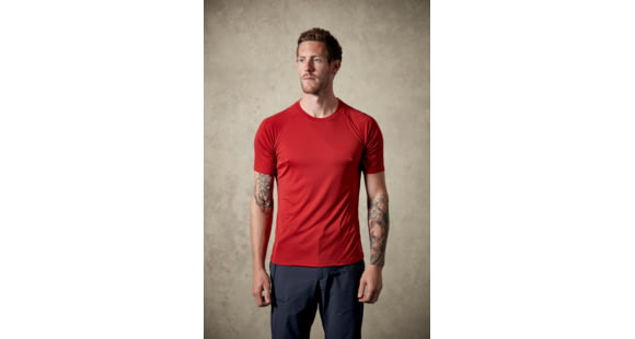 Rab Aerial Short Sleeve Tee - Men's, Cayenne, XX-Large, QBU-43-CY-XXL
