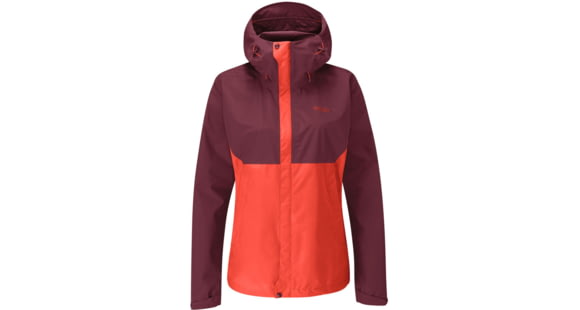 Rab Downpour Eco Jacket - Womens, Deep Heather/Red Grapefruit, 8, QWG-83-DER-08