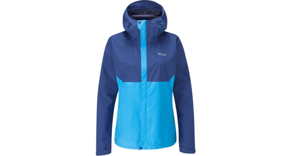 Rab Downpour Eco Jacket - Women's, Nightfall Blue/Alaska Blue, 8, QWG-83-NA-08