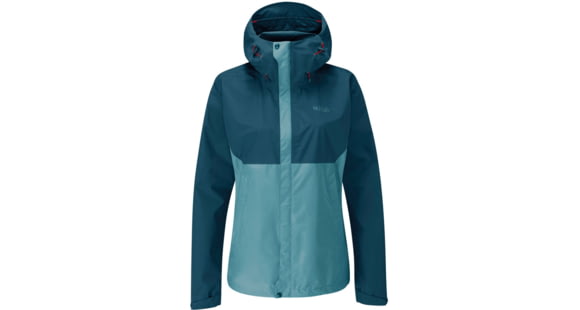 Rab Downpour Eco Jacket - Womens, Orion Blue/Citadel, 10, QWG-83-OBC-10