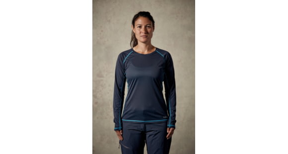 Rab Interval Long Sleeve Tee - Women's, Ebony, Extra Large, QBU-41-EB-16