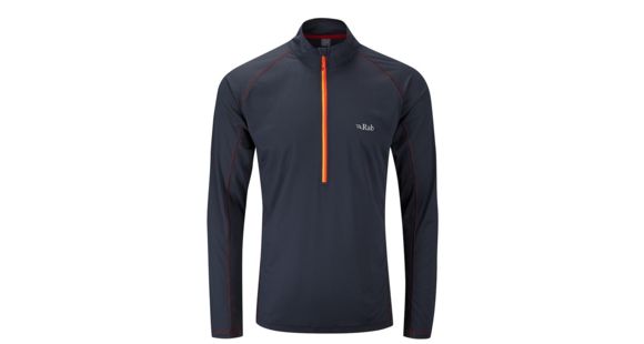 Rab Interval Long Sleeve Zip Tee - Men's, Ebony, Extra Large, QBT-77-EB-XL