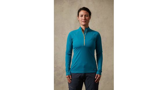 Rab Interval Long Sleeve Zip Tee - Women's, Amazon, Large, QBT-78-AM-14