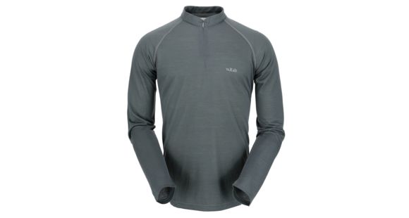 DEMO, Rab Mens MeCo 140 Long Sleeve Zip Tee, Smoke, Large, QBT-44-SM-L-DEMO