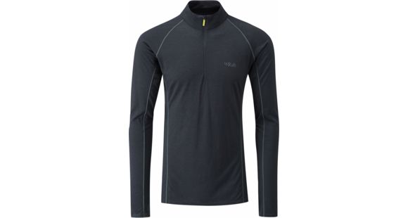 Rab Merino+ 120 Long Sleeve Zip Tee - Mens, Ebony, Medium, QBU-26-EB-M
