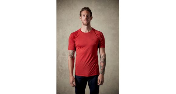 Rab Merino+ 120 Short Sleeve Crew - Men's, Cayenne, Medium, QBU-15-CY-M