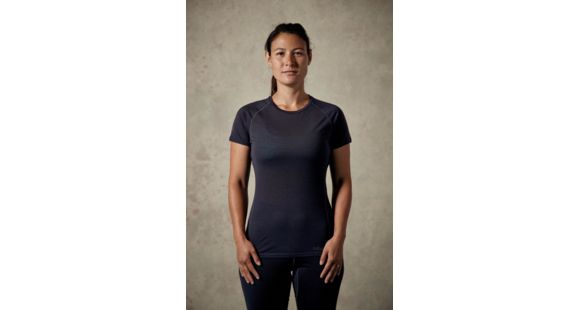 Rab Merino+ 120 Short Sleeve Crew - Women's, Ebony, Small, QBU-16-EB-10