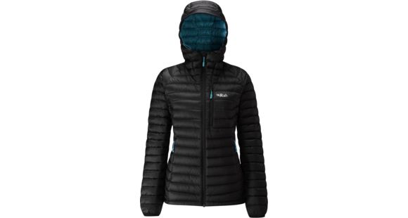 Rab Microlight Alpine Long Jacket - Women's-Black/Sea Glass-14