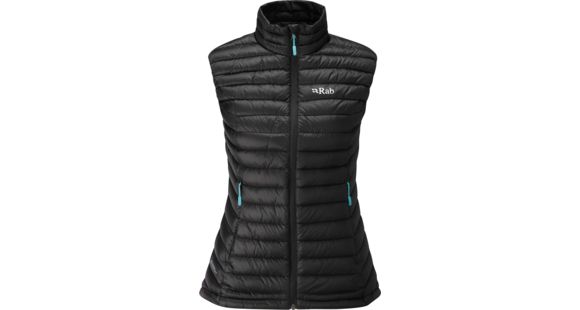 Rab Microlight Vest - Women's, Black/Sea Glass, XL, 16, QDA-67-BK-16