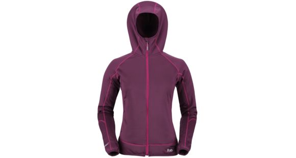 Shed, Rab Womens Power Stretch Hoodie, Aubergine, 12, QFE-48-AU-12-DEMO