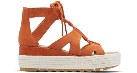 Sorel Cameron Flatform Lace Wedge Sandals Suede - Women's, Desert Sun/Gum 17, 7.5 US, 1999091-806-7.5