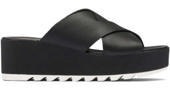Sorel Cameron Flatform Mule Wedge Sandals Leather- Women's, Black/Sea Salt, 9.5 US, 1997951-010-9.5