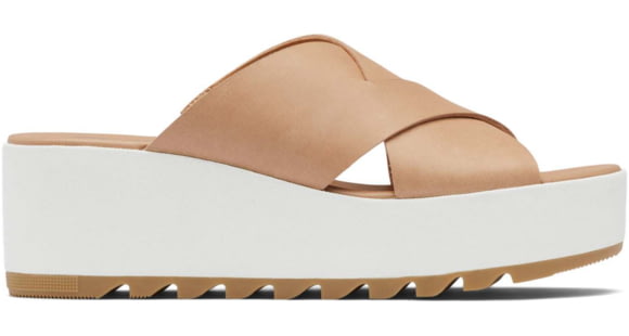 Sorel Cameron Flatform Mule Wedge Sandals Leather- Women's, Honest Beige/Sea Salt, 8 US, 1999151-246-8