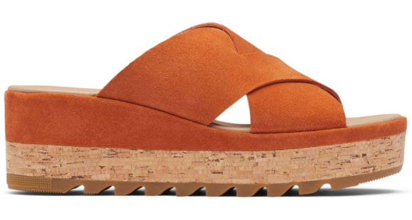 Sorel Cameron Flatform Mule Wedge Sandals Suede - Women's, Desert Sun/Gum 17, 9.5 US, 1999171-806-9.5