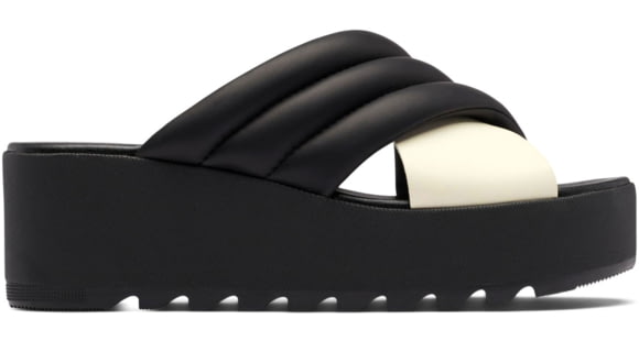 Sorel Cameron Flatform Puff Mule Sandals - Women's, Black/Sea Salt, 7.5 US, 2030451-010-7.5