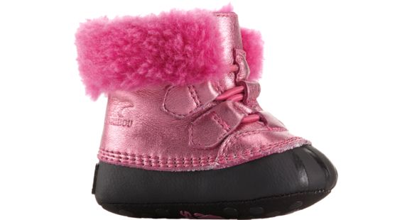 Sorel Caribootie Leather Winter Boot - Kid's-Pink Ice/Black-2 Infant
