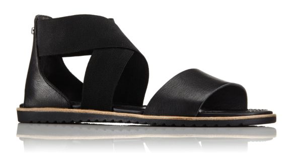 Sorel Ella Leather Sandal, Women's, Black, 6.5 US, 1787541010-6.5