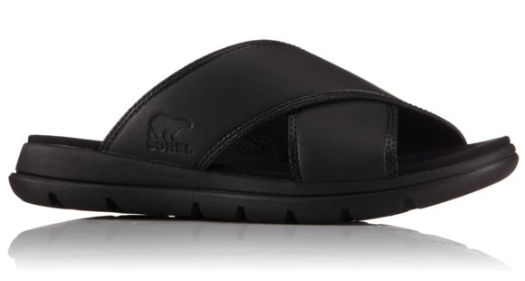 Sorel Explorer Slide Sandal, Women's, Black/White, 6.5 US, 1776361010-6.5