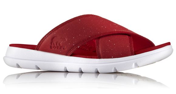 Sorel Explorer Slide Sandal, Women's, Bright Red/White, 6.5 US, 1776361691-6.5