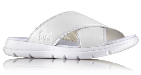 Sorel Explorer Slide Sandal, Women's, White/Fawn, 9.5 US, 1776361100-9.5