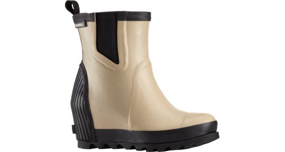 Sorel Joan Rain Wedge Chelsea Felt Rubber Boot - Women's-Beach/Sea Salt-Medium-8.5