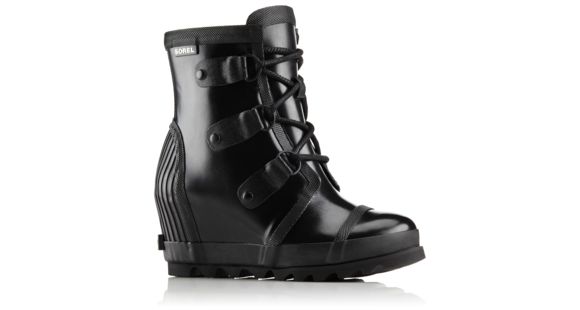 Sorel Joan Rain Wedge Gloss Boot - Women's, Black, Sea Salt, 6.5, 1757571010-6.5
