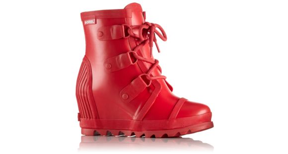 Sorel Joan Rain Wedge Rubber Boot - Women's-Burnt Henna/Red Dahlia-Medium-9.5