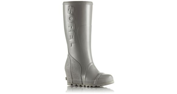 Sorel Joan Rain Wedge Tall Rubber Boot, Women's, Dove/Sea Salt, 10 US, 1776141081-10