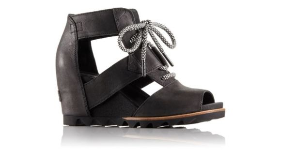 Sorel Joanie Lace Wedge Sandal - Women's-Black/Sea Salt-Medium-6.5