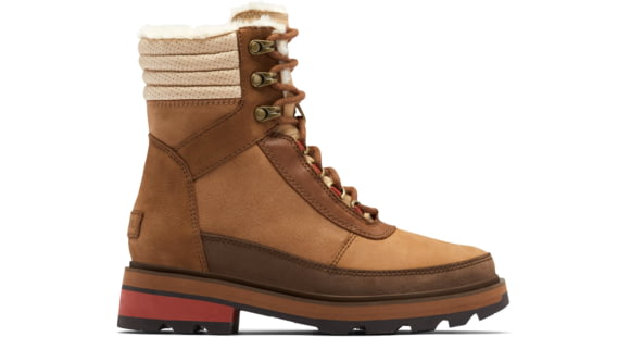 Sorel Lennox Lace Cozy STKD Waterproof Boot - Womens, Velvet Tan, Warp Red, 9, 2009271-242-9