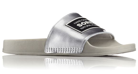 Sorel Slide Leather Sandal, Women's, Lux/Dove, 6 US, 1798211964-6