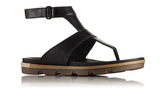Sorel Torpeda Ankle Strap Leather Sandal, Women's, Black/Elk, 7 US, 1788031010-7