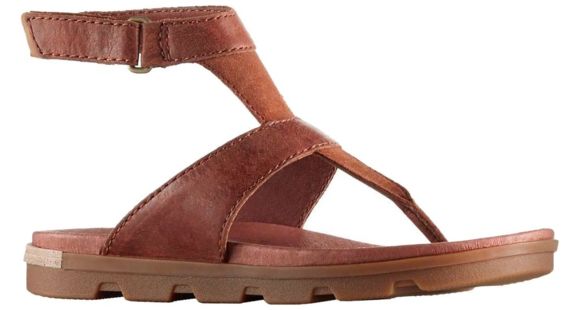 Sorel Torpeda Ankle Strap Leather Sandal, Women's, Camel Brown/Ancient Fossil, 12 US, 1788031224-12
