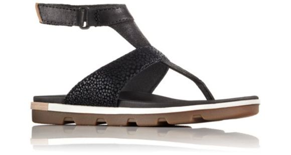 Sorel Torpeda Ankle Strap Sandal - Women's-Black/White-Medium-7