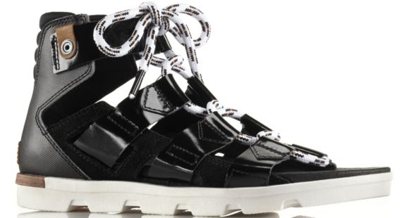 Sorel Torpeda Lace Sandal - Women's-Black/White-Medium-7.5