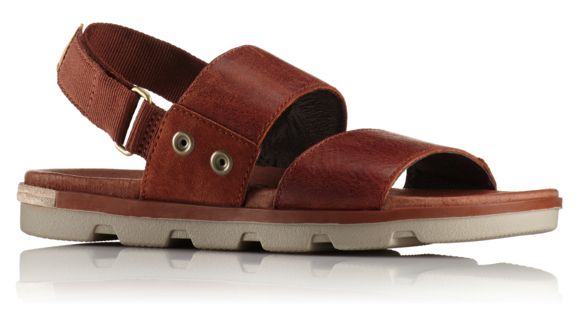 Sorel Torpeda Leather and Suede Sandal, Women's, Rustic Brown/Fossil, 8.5 US, 1735221295-8.5