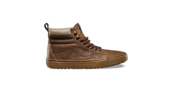 Vans Sk8-Hi Mte Shoes, Leather/Brown/Herringbone, 9, VN0A33TXRJ2-LBH-9