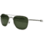 Open Box, Dealer Demo, AO Original Pilot Sunglasses, Bayonet, Matte Chrome Frame, Green Glass Lenses, 52mm, 32219