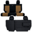 Bartact Jeep Seat Covers Rear Split Bench 13-18 Wrangler JKU, 4 Door, Tactical Series, Black/Coyote, JKSC2013R4BC
