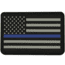 Bartact PVC Rubber Flag Patch w/ Velcro/Hook Backing, Thin Blue Line USA Flag - Stars on Left, Blue/Black/Grey, 2 x 3, FLAGLP23BS