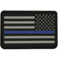 Bartact PVC Rubber Flag Patch w/ Velcro/Hook Backing, Thin Blue Line USA Flag - Stars on Right, Blue/Black/Grey, 2 x 3, FLAGRP23UL