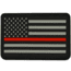 Bartact PVC Rubber Flag Patch w/ Velcro/Hook Backing, Thin Red Line USA Flag - Stars on Left, Red/Black/Grey, 2 x 3, FLAGLP23RL