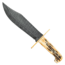 Bear and Son Knives American Bowie Fixed Blade Knife w/ Leather Sheath, 7in, High Definition Damascus Steel, Bowie, Genuine India Stag Bone Handle, 500D 3/4