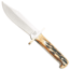 Bear and Son Knives Baby Bowie Fixed Blade Knife w/Leather Sheath, 3in, High Carbon Stainless Steel, Bowie, White Smooth Bone Handle, WSB00 1/2