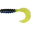 Big Bite Baits Fat Grub Curl Tail Grub, 6, 2in, Black/Blue with Chartreuse Silver, FG2-05